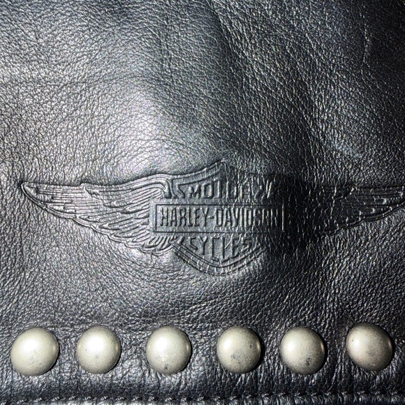 Harley-Davidson Black Leather Shoulder Bag with Fringe - Picture 2 of 8